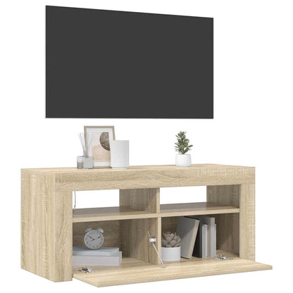 Mobile Porta TV con Luci LED Rovere Sonoma 90x35x40 cm - homemem39