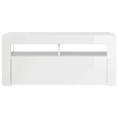 Mobile Porta TV con Luci LED Bianco Lucido 90x35x40 cm - homemem39