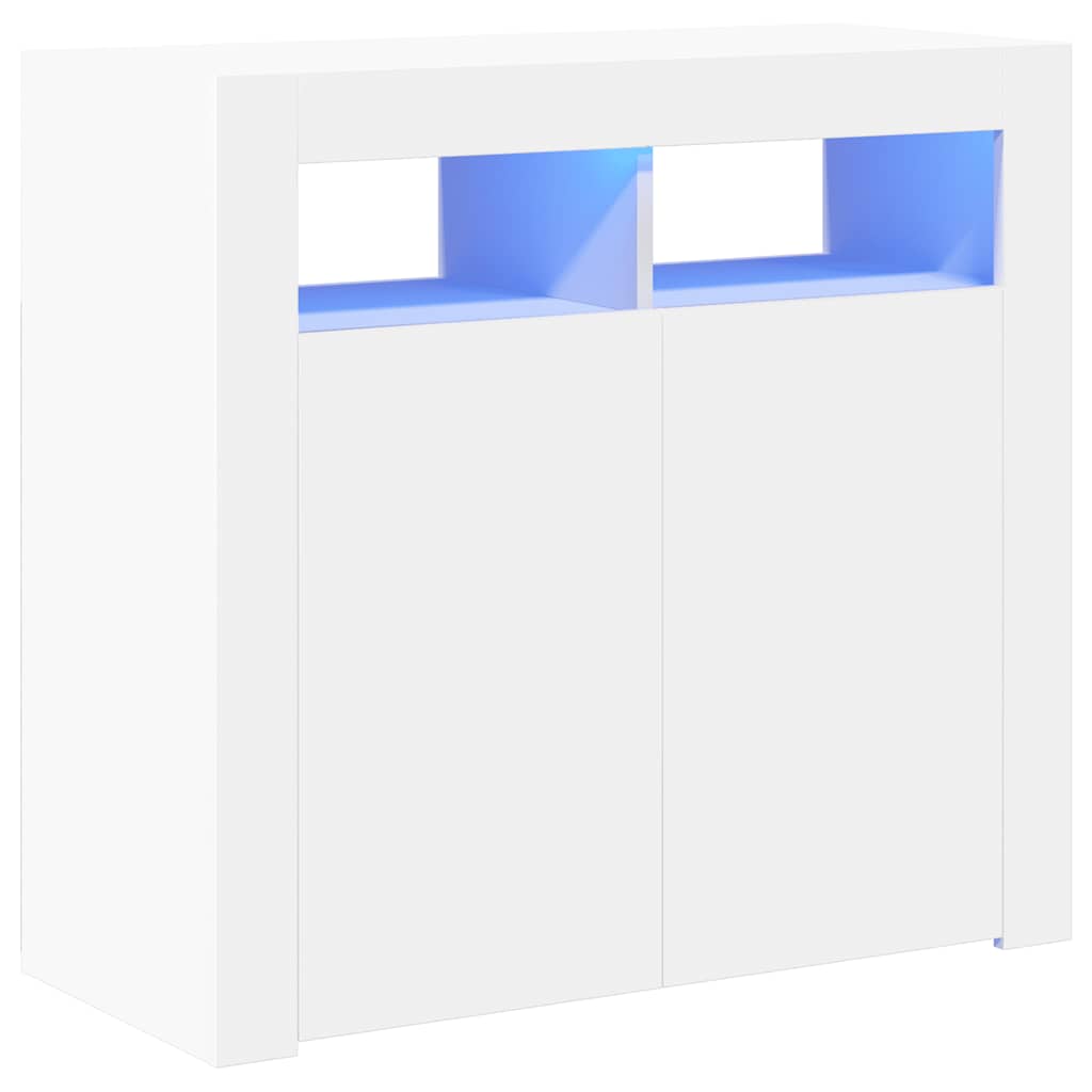 Credenza con Luci LED Bianca 80x35x75 cm