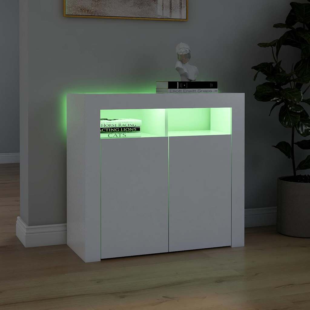 Credenza con Luci LED Bianca 80x35x75 cm | homemem39