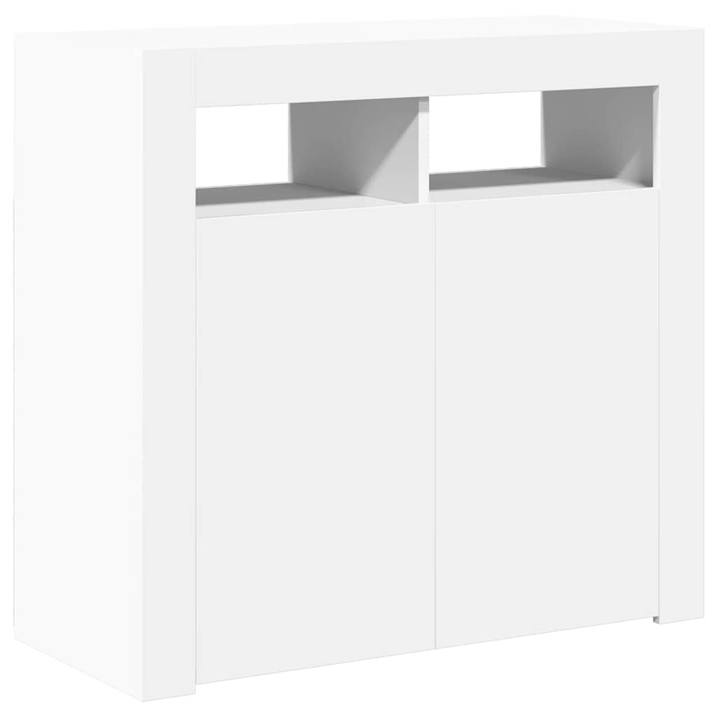Credenza con Luci LED Bianca 80x35x75 cm