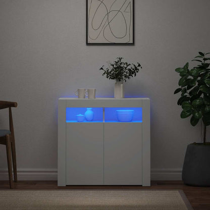 Credenza con Luci LED Bianca 80x35x75 cm
