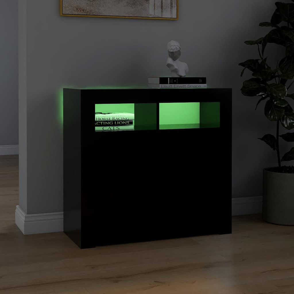 Credenza con Luci LED Nera 80x35x75 cm | homemem39