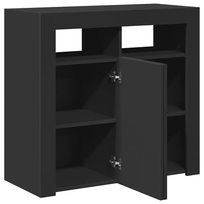 Credenza con Luci LED Nera 80x35x75 cm