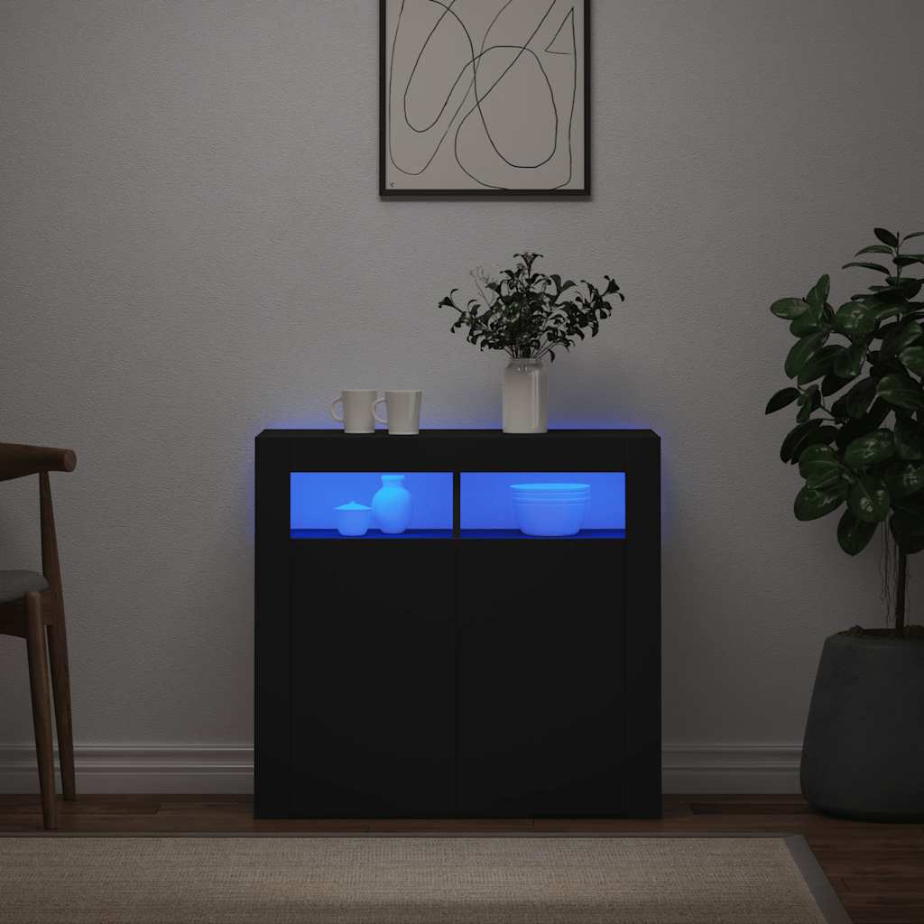 Credenza con Luci LED Nera 80x35x75 cm - homemem39
