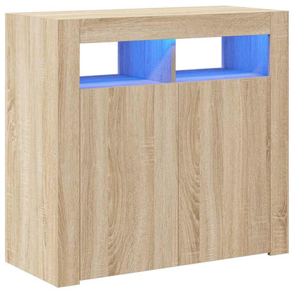 Credenza con Luci LED Rovere Sonoma 80x35x75 cm
