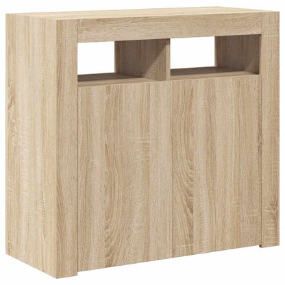 Credenza con Luci LED Rovere Sonoma 80x35x75 cm
