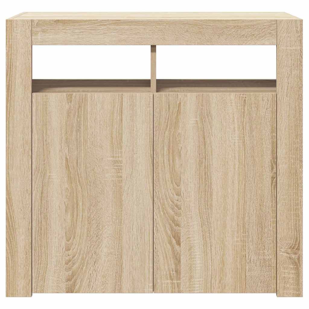 Credenza con Luci LED Rovere Sonoma 80x35x75 cm