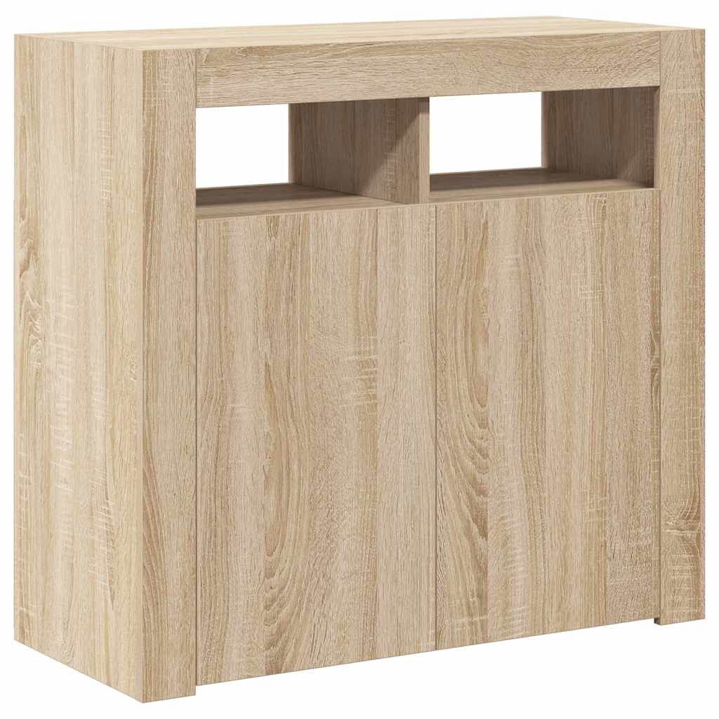Credenza con Luci LED Rovere Sonoma 80x35x75 cm