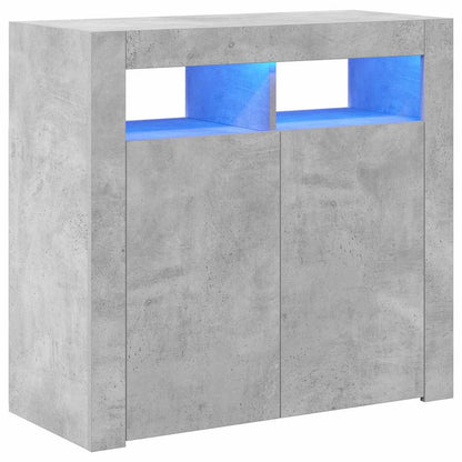 Credenza con Luci LED Grigio Cemento 80x35x75 cm