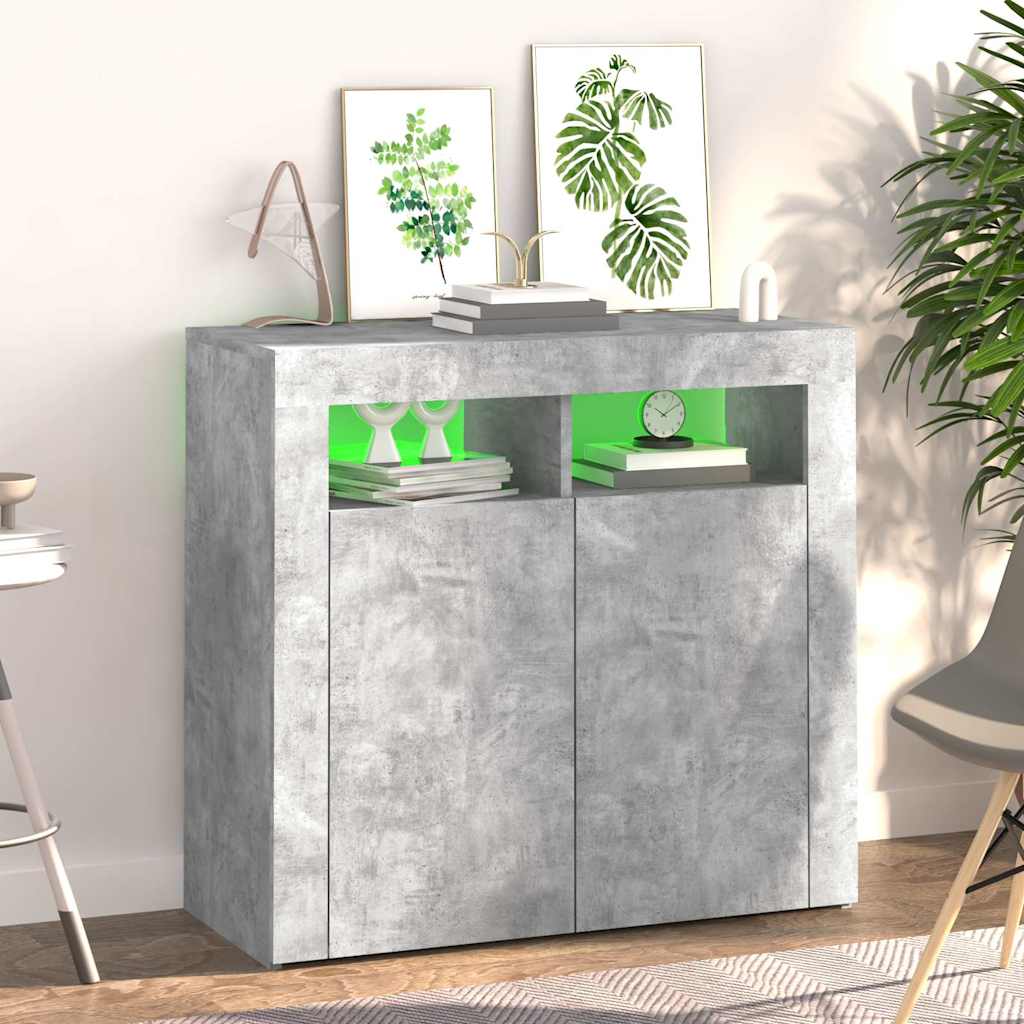 Credenza con Luci LED Grigio Cemento 80x35x75 cm | homemem39