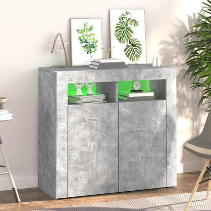 Credenza con Luci LED Grigio Cemento 80x35x75 cm | homemem39