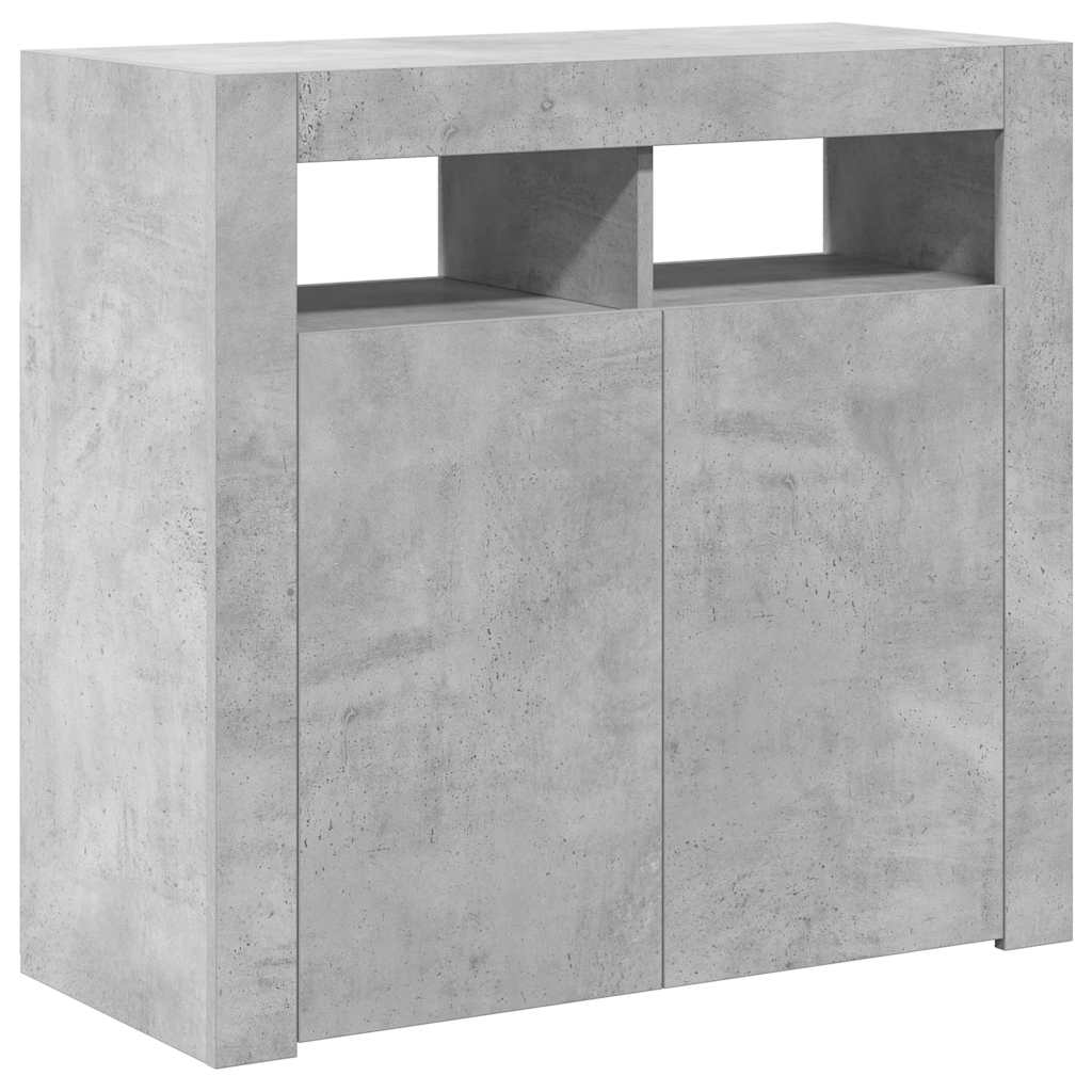 Credenza con Luci LED Grigio Cemento 80x35x75 cm