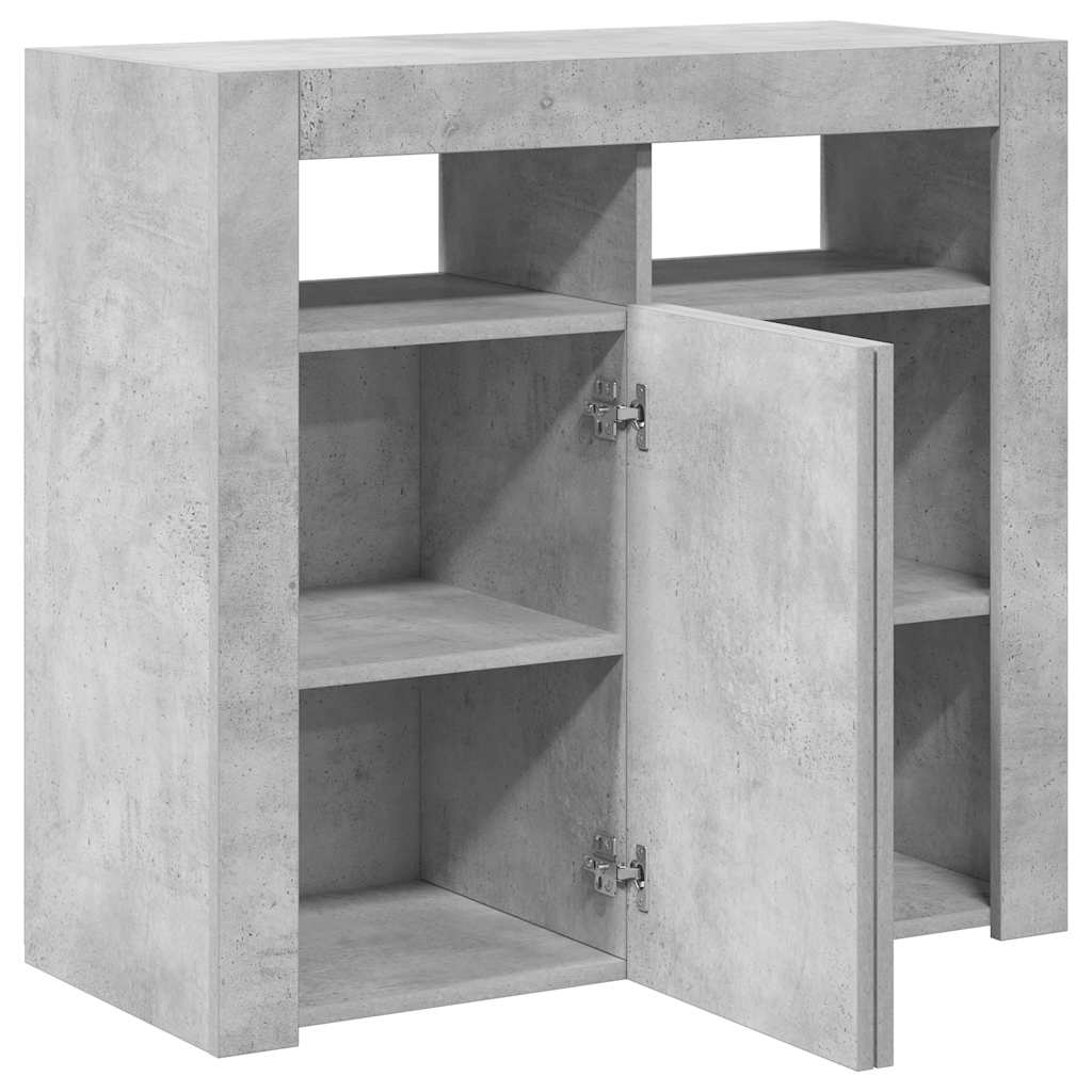 Credenza con Luci LED Grigio Cemento 80x35x75 cm