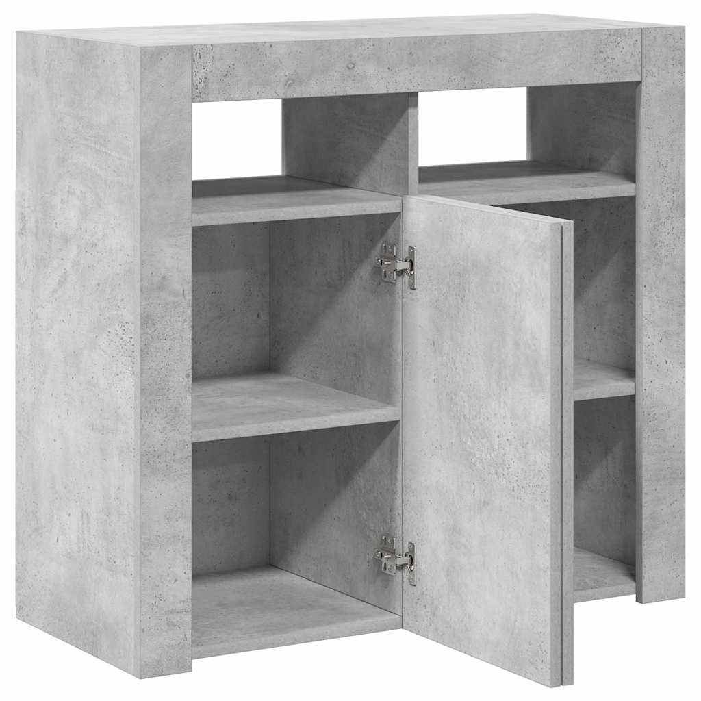 Credenza con Luci LED Grigio Cemento 80x35x75 cm