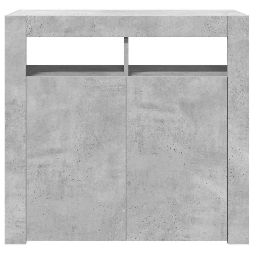 Credenza con Luci LED Grigio Cemento 80x35x75 cm