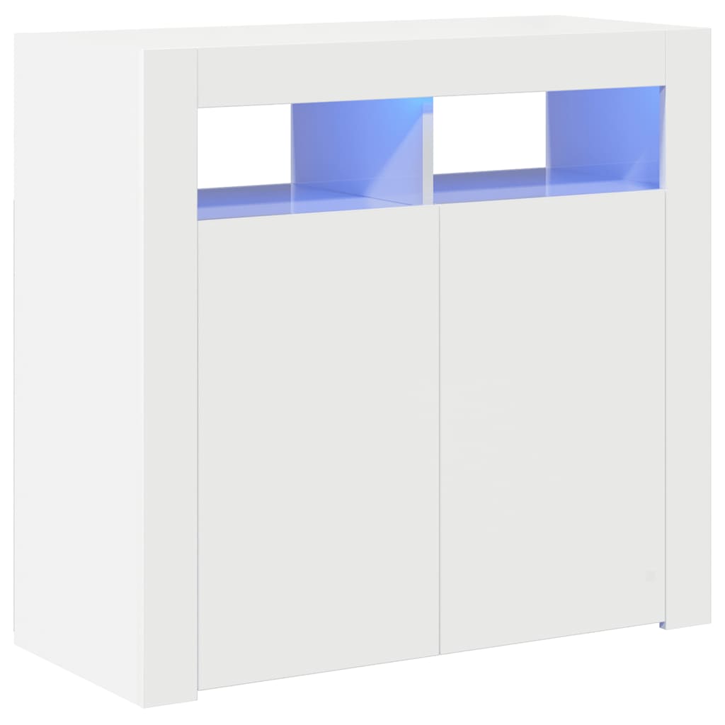 Credenza con Luci a LED Bianco Lucido 80x35x75 cm - homemem39