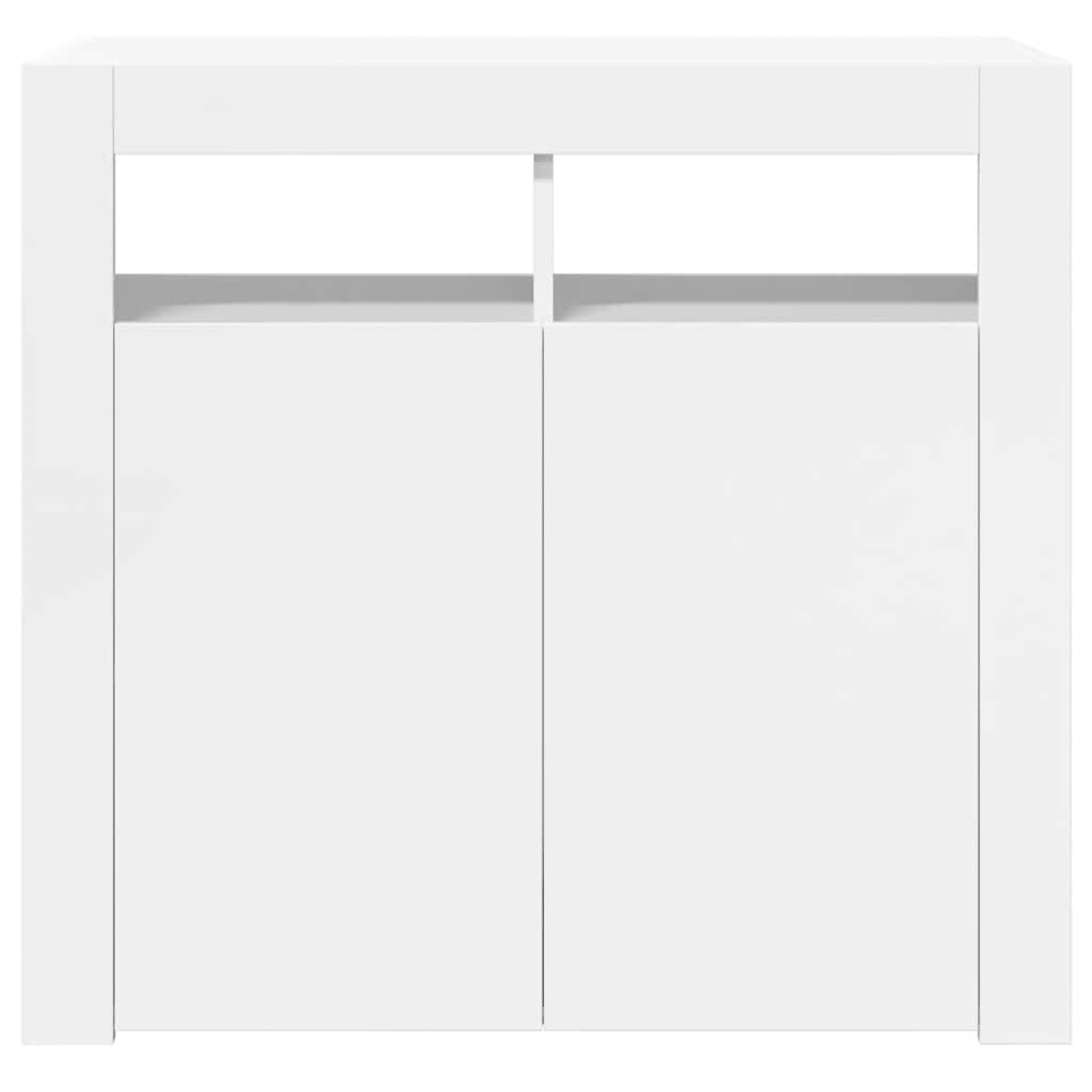 Credenza con Luci a LED Bianco Lucido 80x35x75 cm - homemem39