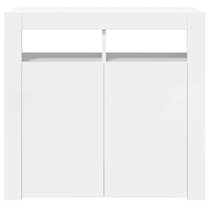 Credenza con Luci a LED Bianco Lucido 80x35x75 cm - homemem39
