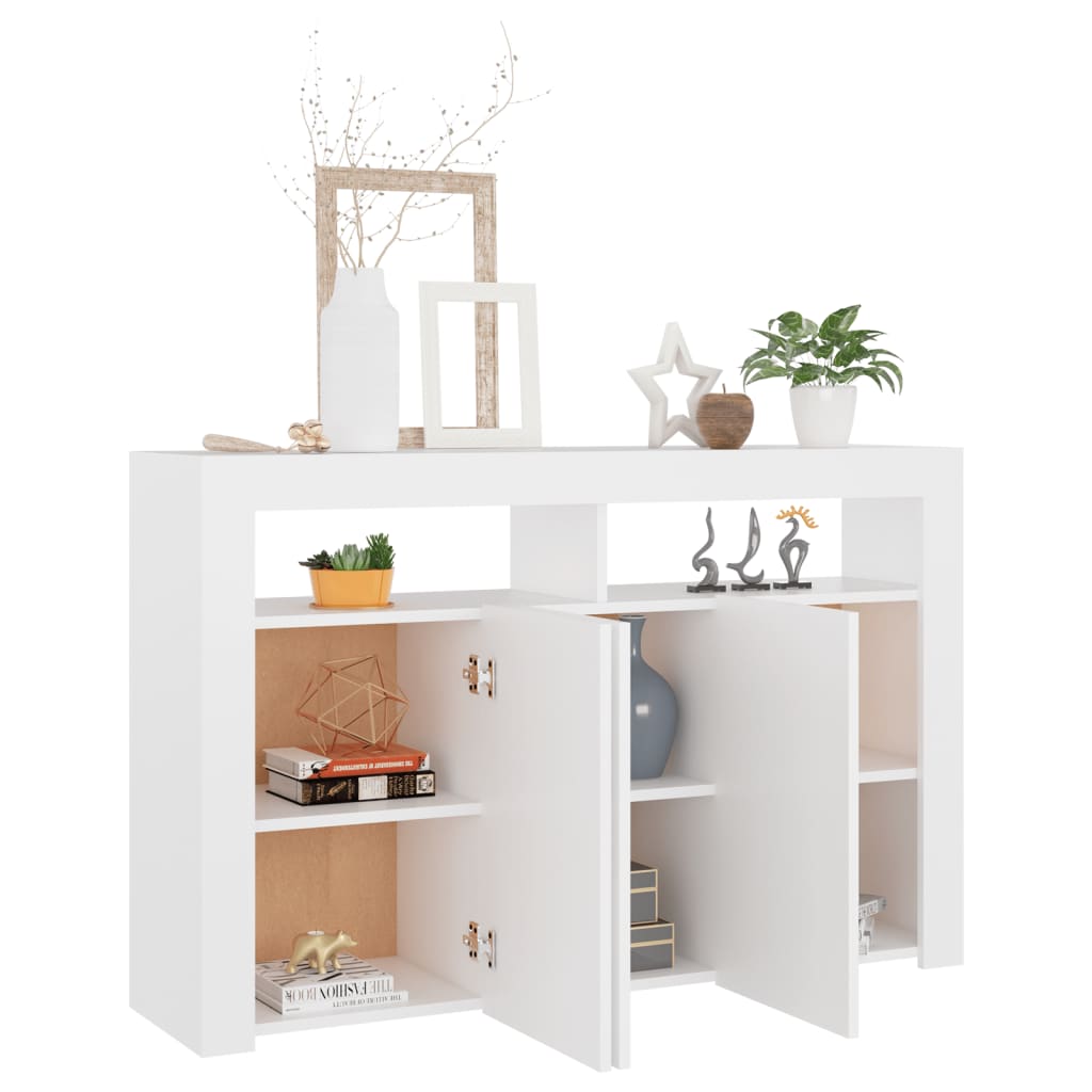 Credenza con Luci LED Bianca 115,5x30x75 cm