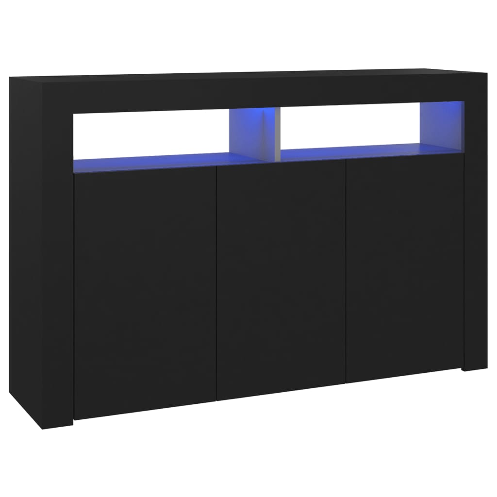 Credenza con Luci LED Nera 115,5x30x75 cm - homemem39