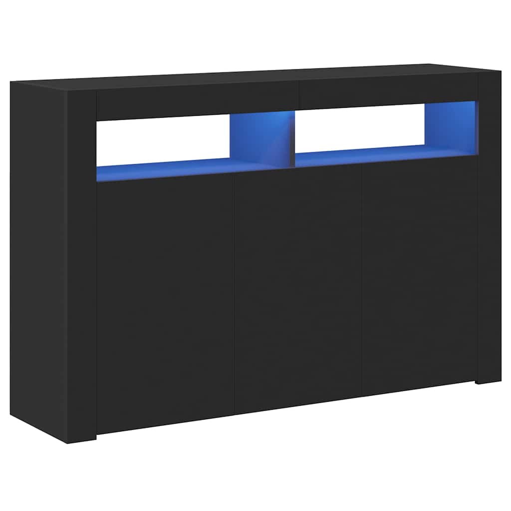 Credenza con Luci LED Nera 115,5x30x75 cm