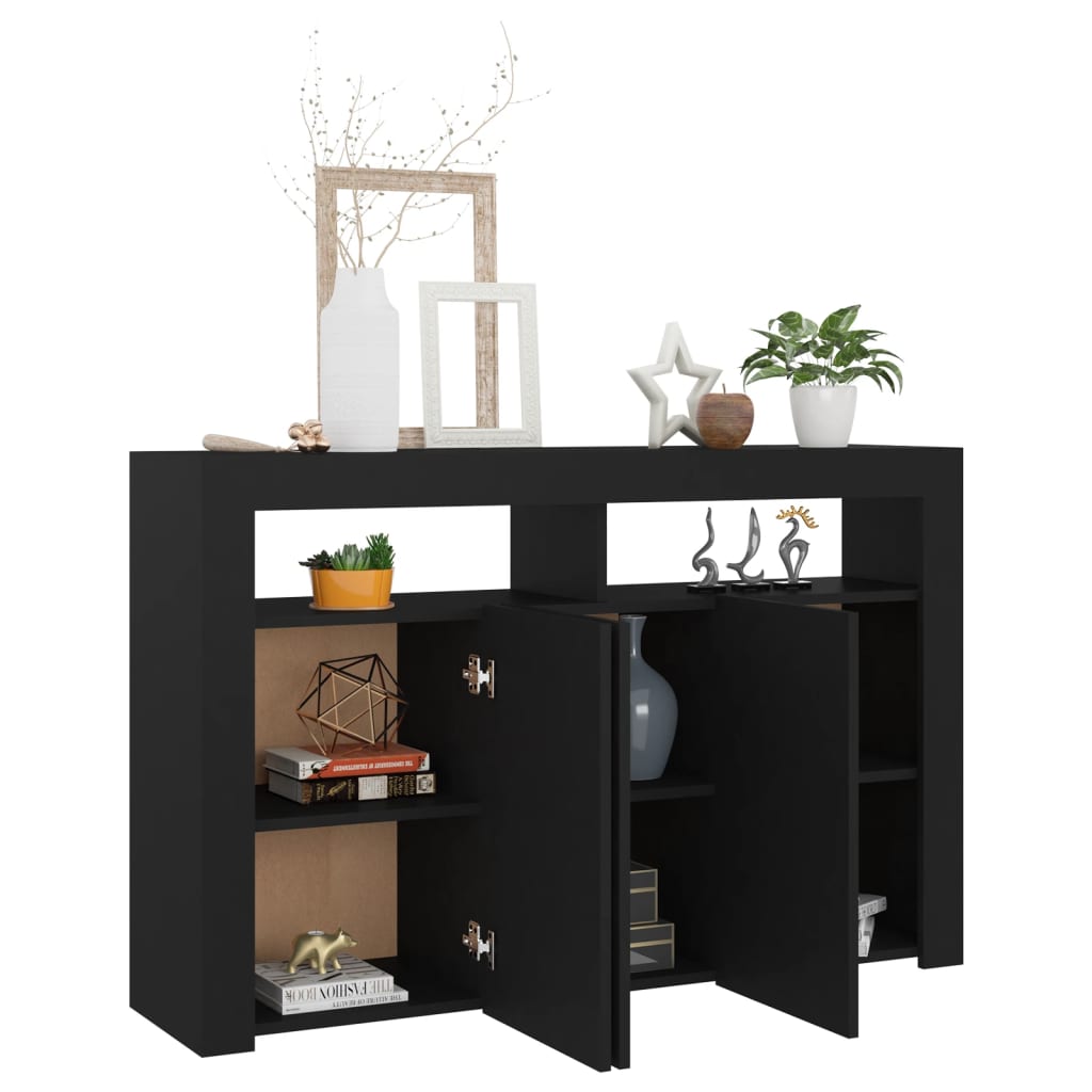 Credenza con Luci LED Nera 115,5x30x75 cm - homemem39