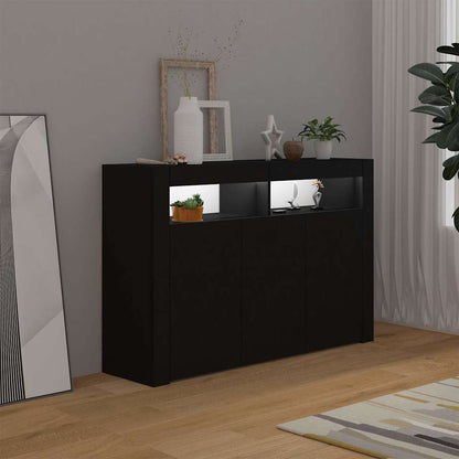 Credenza con Luci LED Nera 115,5x30x75 cm