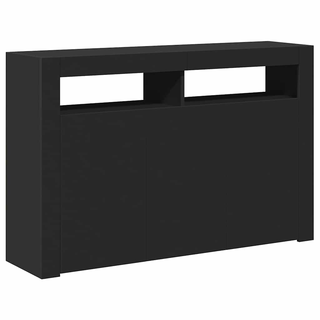 Credenza con Luci LED Nera 115,5x30x75 cm