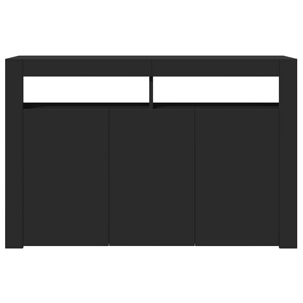 Credenza con Luci LED Nera 115,5x30x75 cm