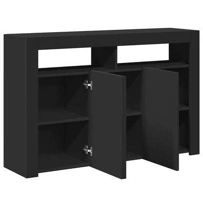Credenza con Luci LED Nera 115,5x30x75 cm