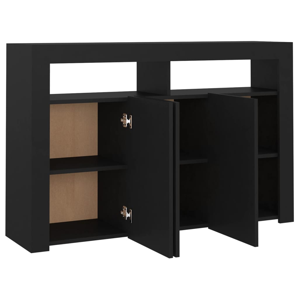 Credenza con Luci LED Nera 115,5x30x75 cm - homemem39