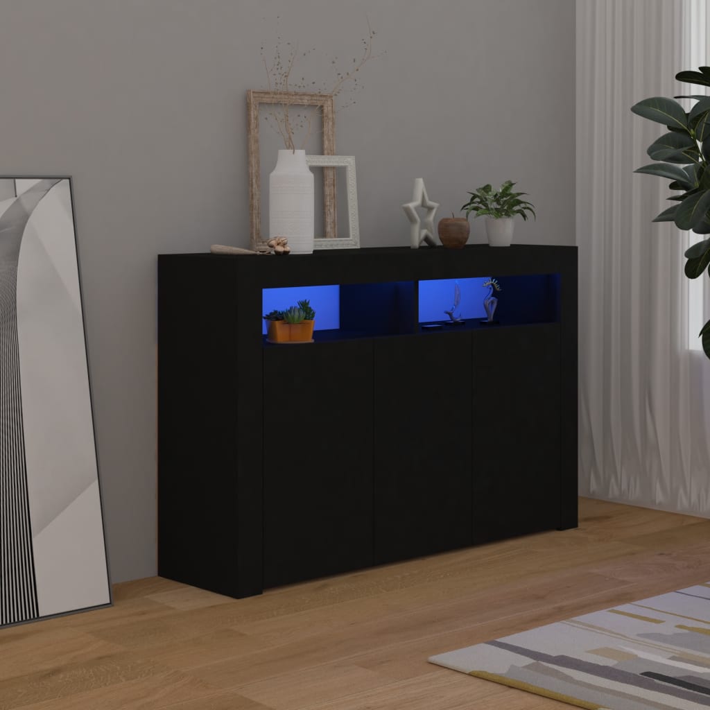 Credenza con Luci LED Nera 115,5x30x75 cm - homemem39