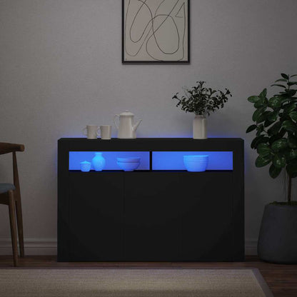 Credenza con Luci LED Nera 115,5x30x75 cm