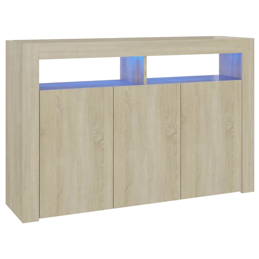 Credenza con Luci LED Rovere Sonoma 115,5x30x75 cm - homemem39