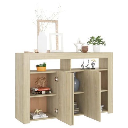 Credenza con Luci LED Rovere Sonoma 115,5x30x75 cm - homemem39