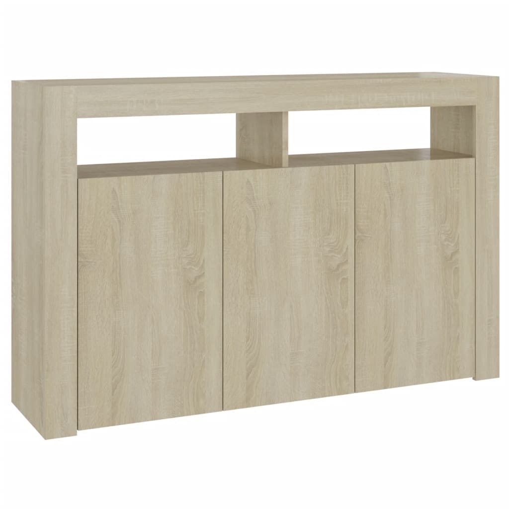 Credenza con Luci LED Rovere Sonoma 115,5x30x75 cm - homemem39