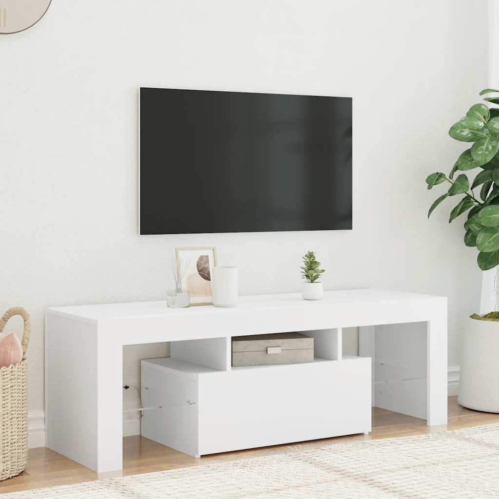 Mobile Porta TV con Luci LED Bianco 120x35x40 cm - homemem39