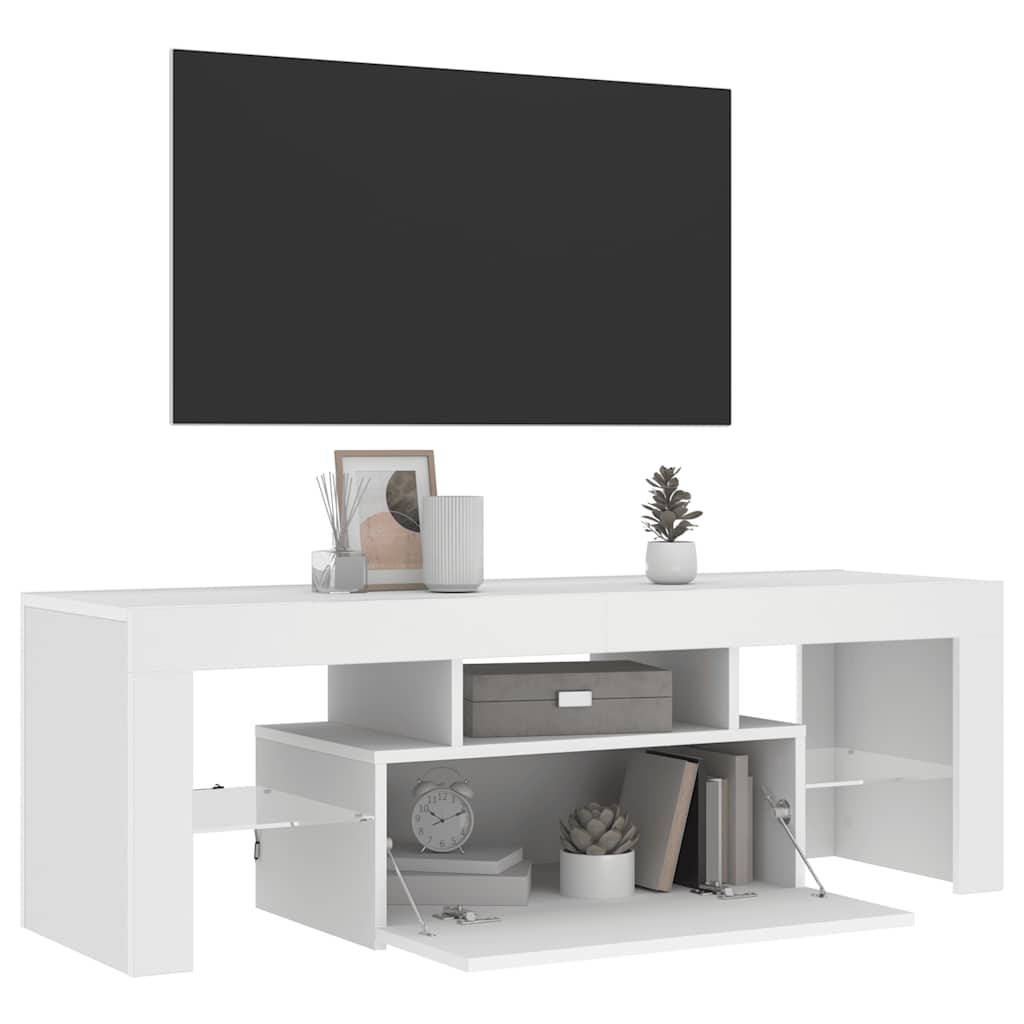 Mobile Porta TV con Luci LED Bianco 120x35x40 cm - homemem39