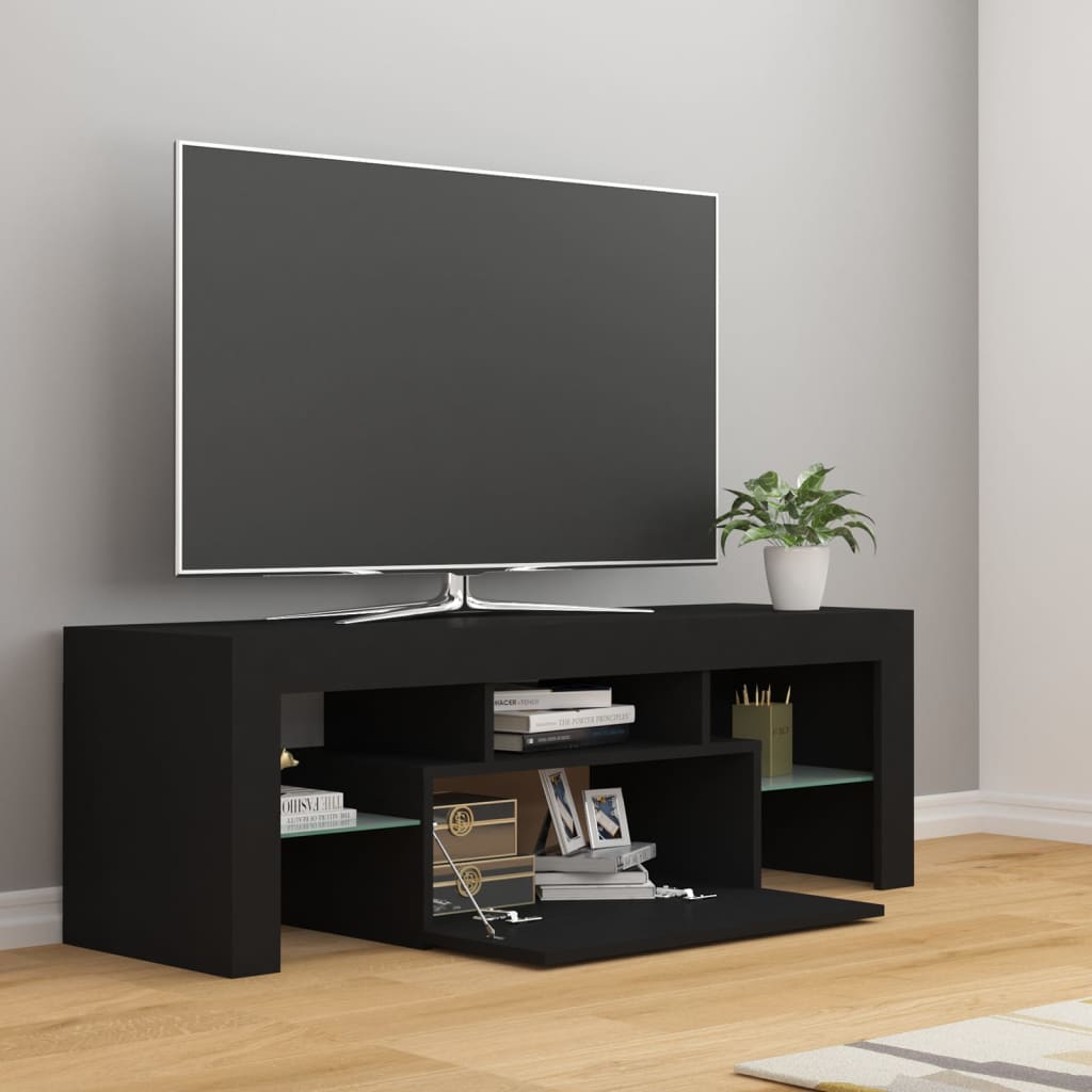 TV Stand with Black LED Lights 120x35x40 cm