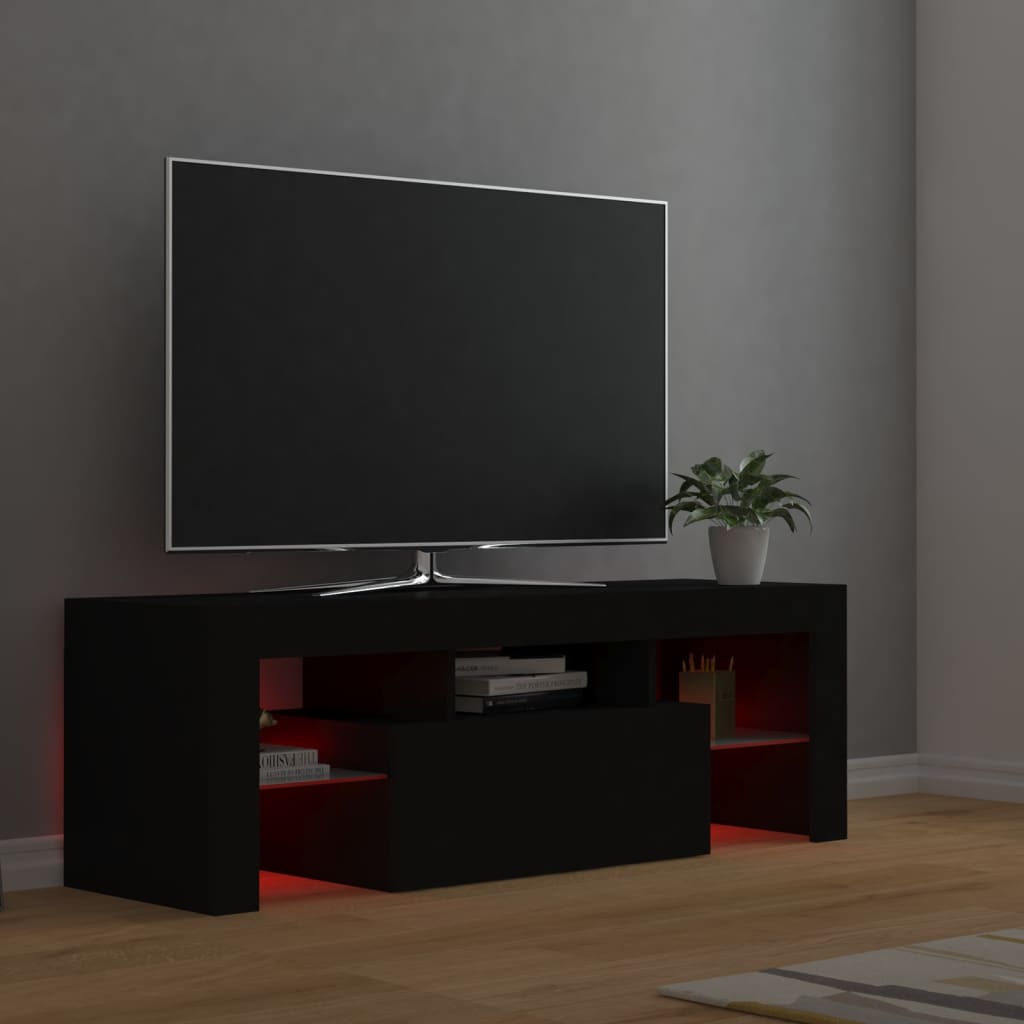 TV Stand with Black LED Lights 120x35x40 cm