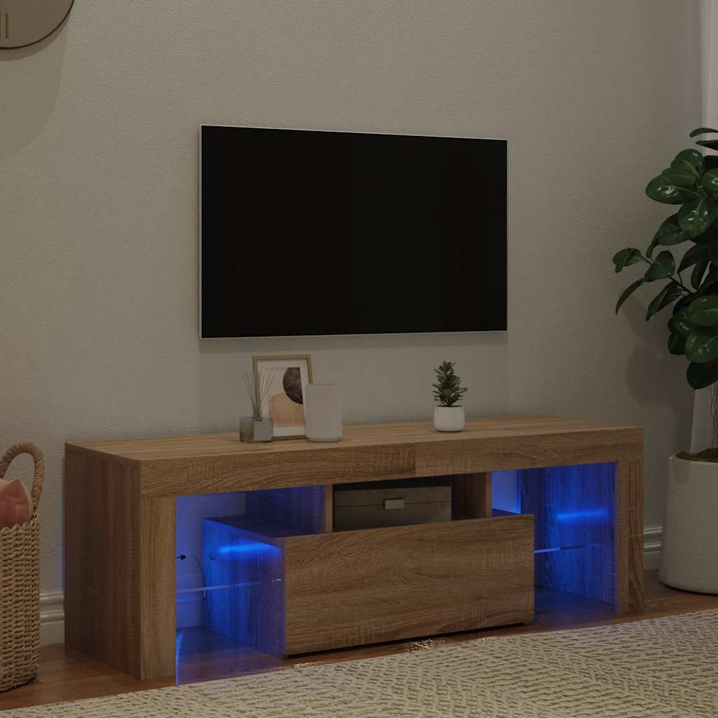 Mobile Porta TV con Luci LED Rovere Sonoma 120x35x40 cm - homemem39