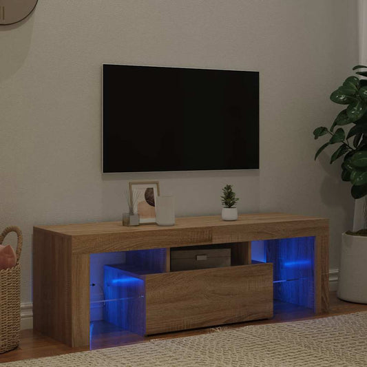 Mobile Porta TV con Luci LED Rovere Sonoma 120x35x40 cm - homemem39