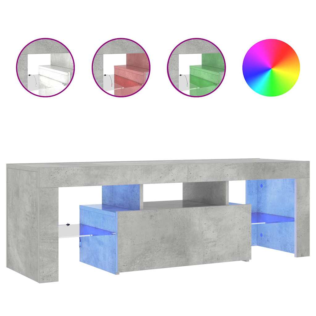 Mobile Porta TV con Luci LED Grigio Cemento 120x35x40 cm - homemem39