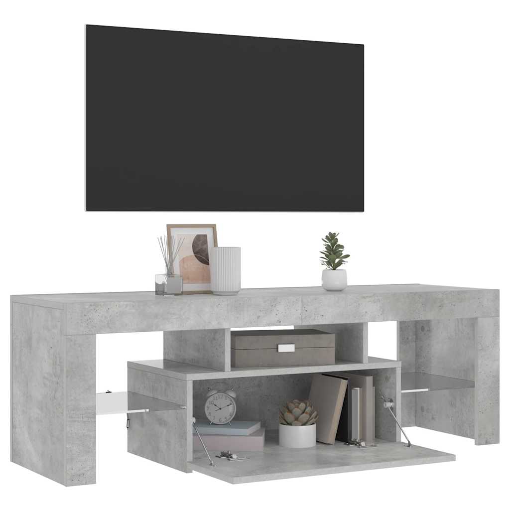 Mobile Porta TV con Luci LED Grigio Cemento 120x35x40 cm - homemem39