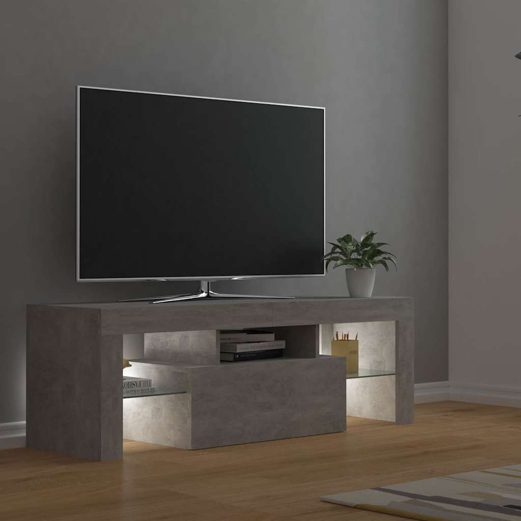 Mobile Porta TV con Luci LED Grigio Cemento 120x35x40 cm - homemem39