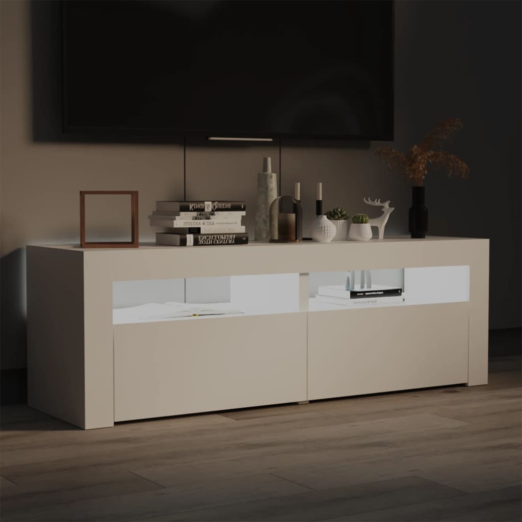 TV Cabinet with White LED Lights 120x35x40 cm