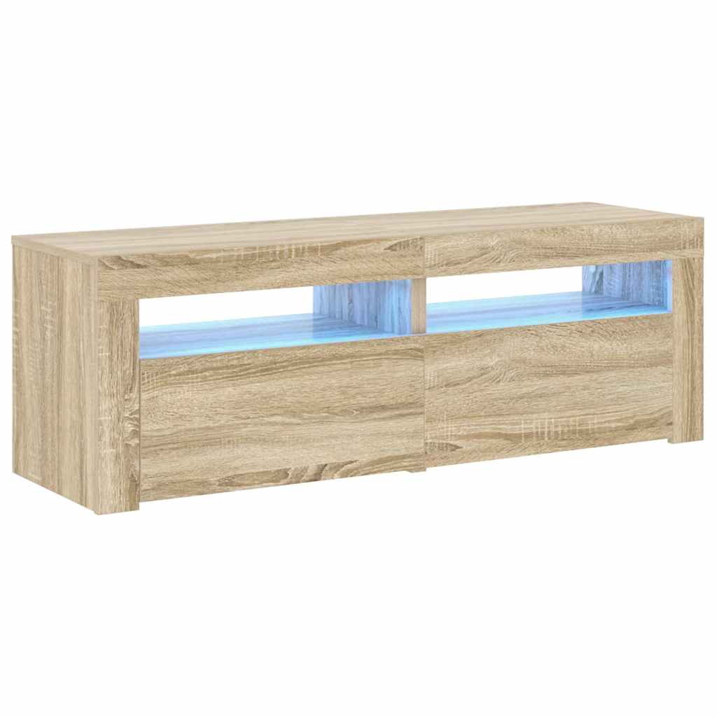 Mobile Porta TV con Luci LED Rovere Sonoma 120x35x40 cm