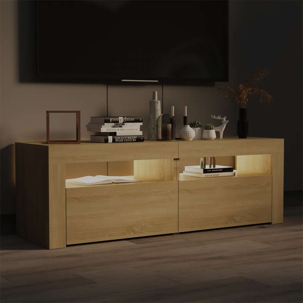 Mobile Porta TV con Luci LED Rovere Sonoma 120x35x40 cm