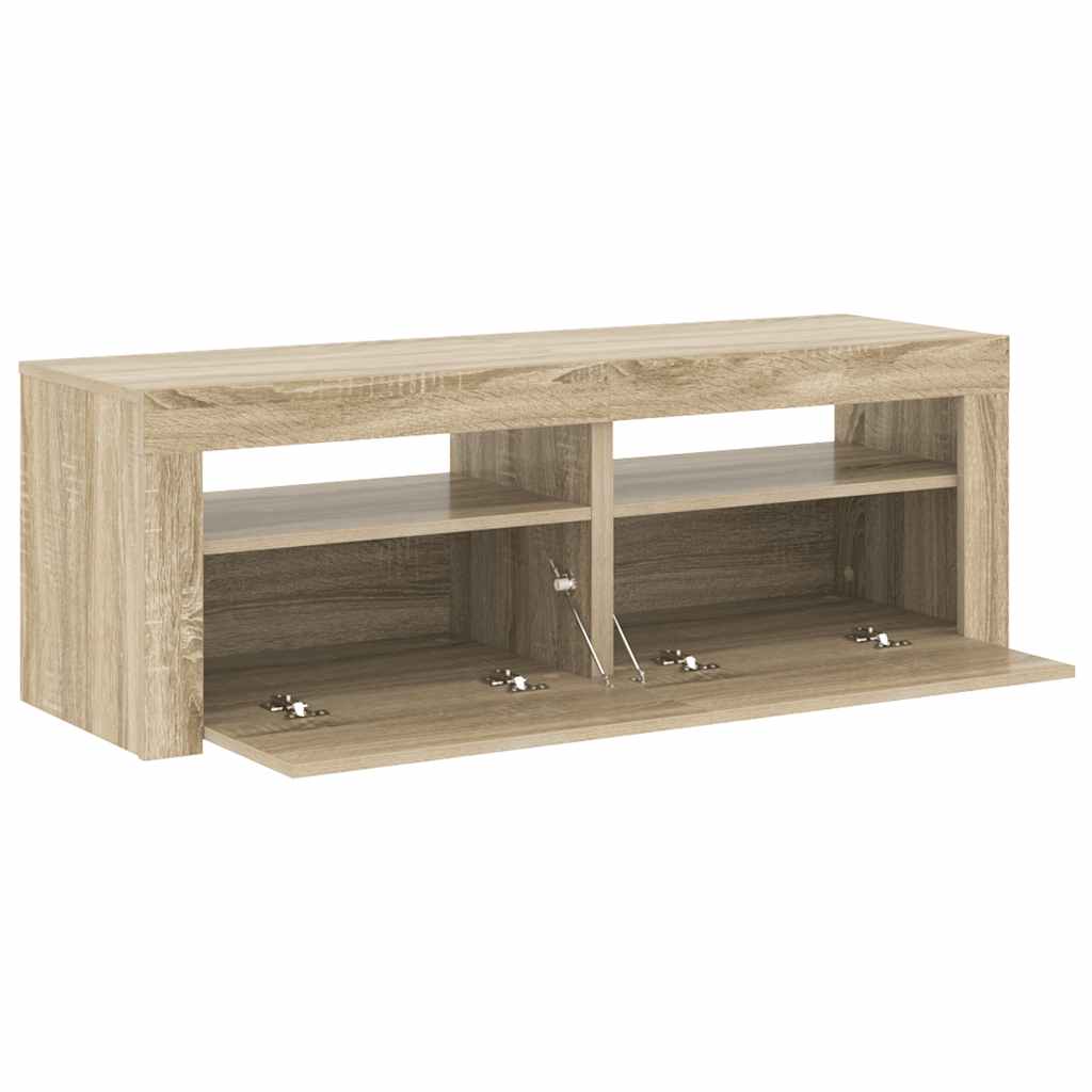 Mobile Porta TV con Luci LED Rovere Sonoma 120x35x40 cm